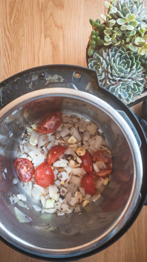 Tomato added to the instant pot