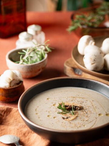 This is a picture of creamy dairy free mushroom soup .