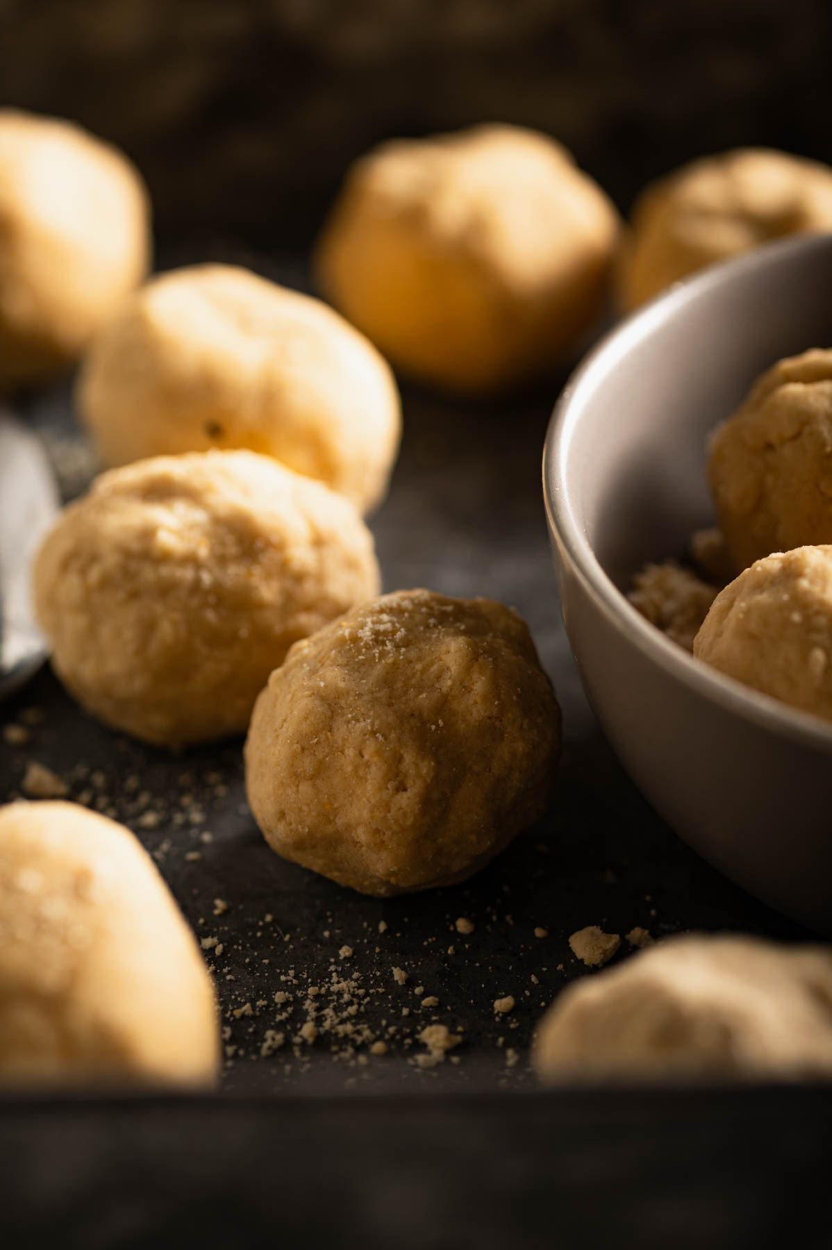 This is a picture of maladu in a baking tray with the textures showing beautifully through.